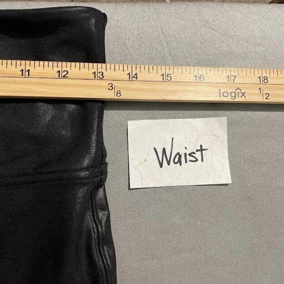 Spanx Size Large Black Faux Leather Leggings Slimming Shaping Ankle Cyber Goth - Picture 10 of 12